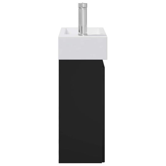 vidaXL Плот със Смесител 45.5x22.5x84 см Черен