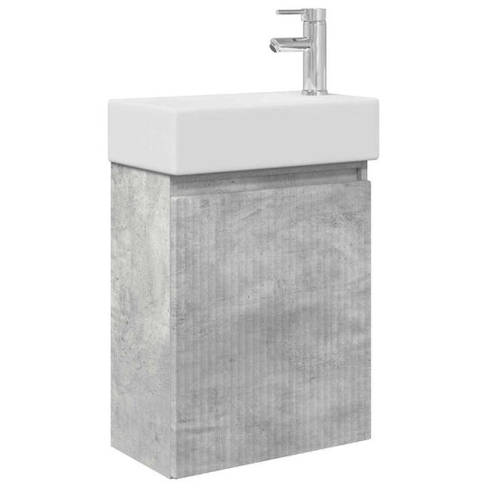 vidaXL Плот със Смесител 45.5x22.5x84 см Сив