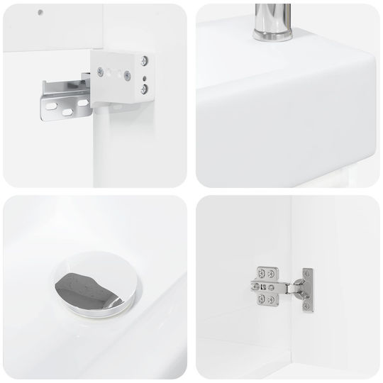 vidaXL Πάγκος με Νιπτήρα Μ45.5xΒ22.5xΥ84cm Λευκό