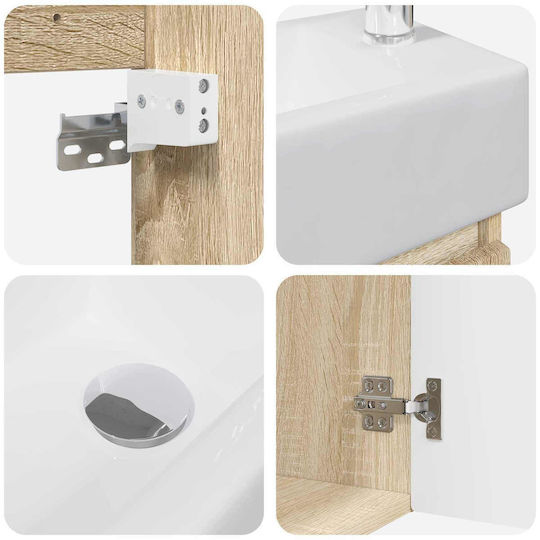 vidaXL Unitate De Mobilier Pentru Baie Cu Lavoar M45.5xA22.5xÎ84cm Maro