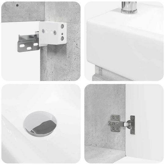 vidaXL Unitate De Mobilier Pentru Baie Cu Lavoar 45,5x22,5x84cm Gri