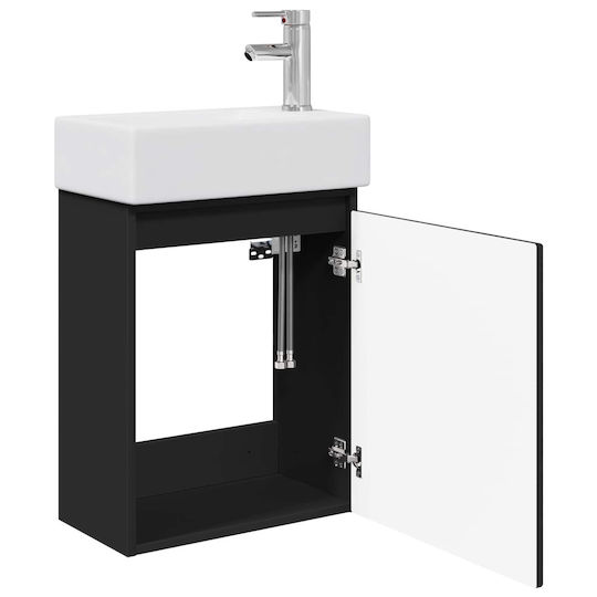 vidaXL Плот със Смесител 45.5x25.5x84 см Черен