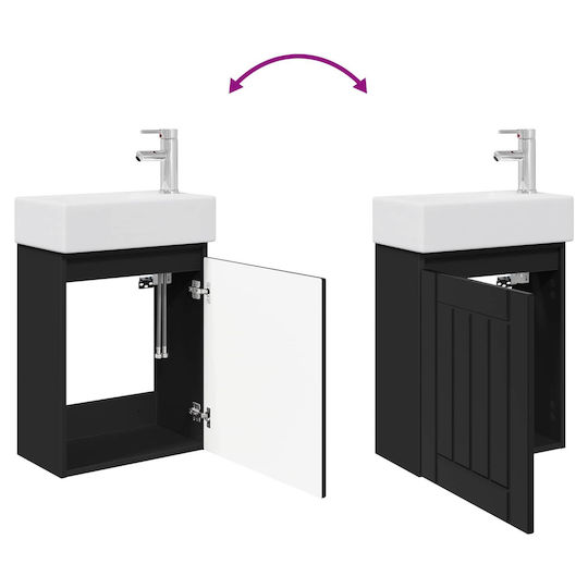 vidaXL Плот със Смесител 45.5x25.5x84 см Черен