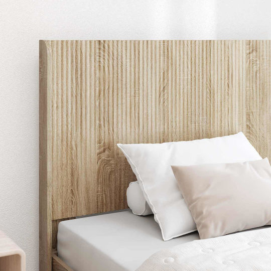 Single Wooden Bed Sonoma Oak with Slats for Mattress 75x190cm