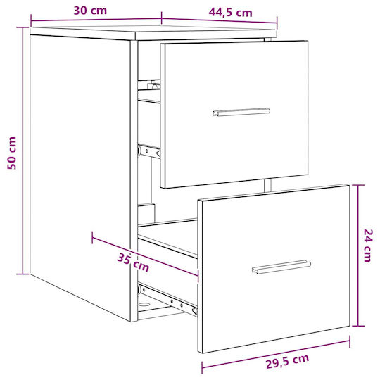 vidaXL Плот Без Мивка М30xД44.5xВ50cm Бял