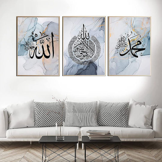 Canvas Painting Poster Set 3 Pieces 60x90 Cm Arabic Calligraphy Art
