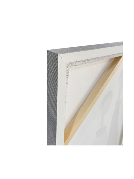 Trinity Decorative Painting 80x120x4cm Canvas Off White Stone Grey Wood Light Brown 035046