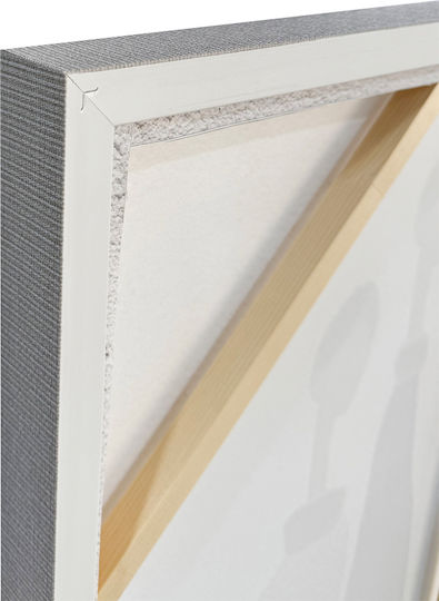 Trinity Decorative Painting 80x120x4cm Canvas Off White Stone Grey Wood Light Brown 035046