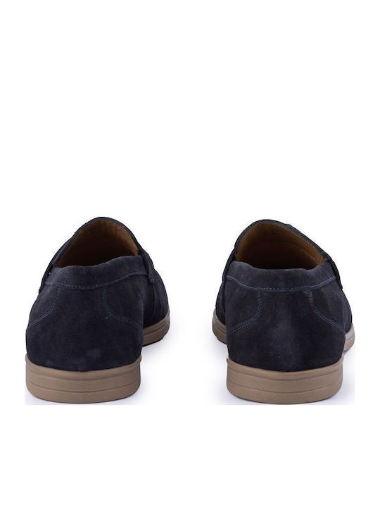 Suede Men's Loafers in Blue Color