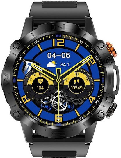 Gravity GT20-7 49mm Smartwatch με Παλμογράφο (Black)
