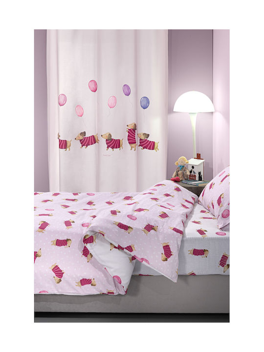 Saint Clair Set Kinderbettbezug Einzel mit Kissenbezug Baumwolle Fuchsia 160x220cm