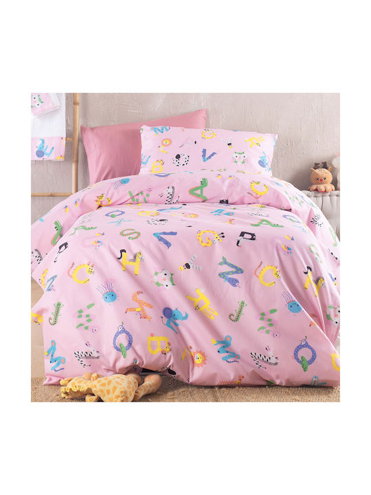 Rythmos Set Kids Duvet Cover Single with Pillowcase Cotton Pink 160x250cm
