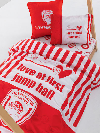 Palamaiki Single Kids Duvet Cover Set with Cotton Pillowcase Olympiacos B.c 170x250cm