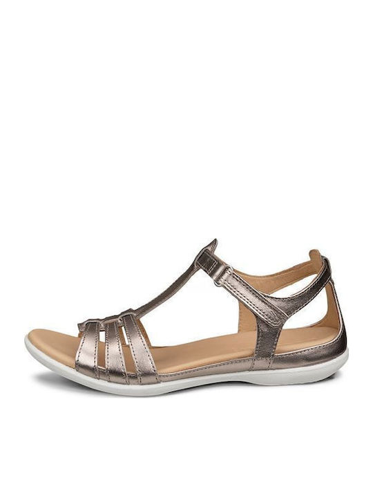 Leather Women's Flat Sandals Bronze
