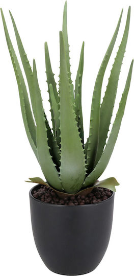 Artificial Aloe Plant In Pot 45 Cm Tall Green Lifelike Decoration