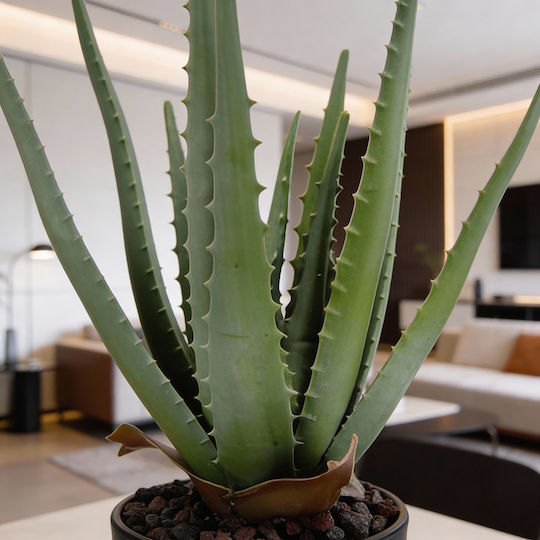 Artificial Aloe Plant In Pot 45 Cm Tall Green Lifelike Decoration