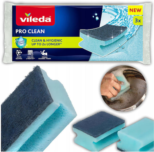 Vileda Clean Set Bureți de Vase 3 Bucăți