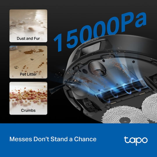 TP-LINK Tapo RV50 Pro Omni Robot Vacuum Cleaner with Laser Mapping & 15000Pa Suction Power Black