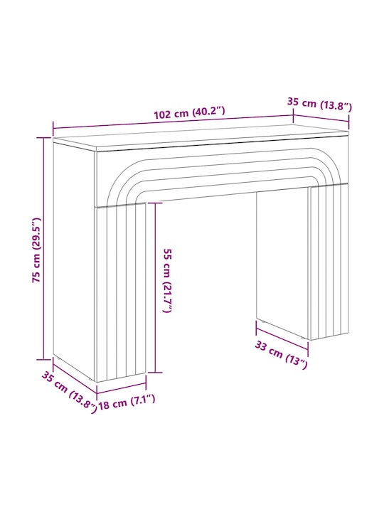 Wooden Console Gray L102xW35xH75cm