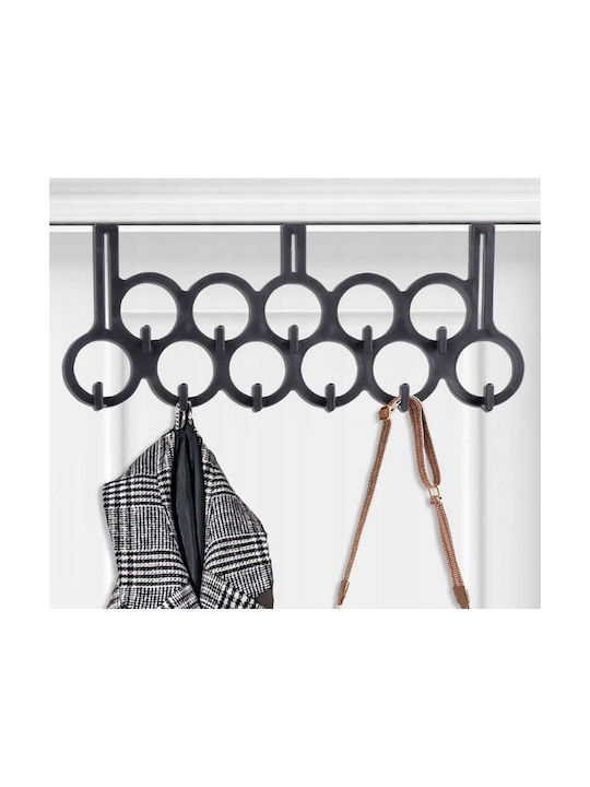 Koopman Plastic Wall Hanger 11 Hooks Black 47.5x7.5x185cm