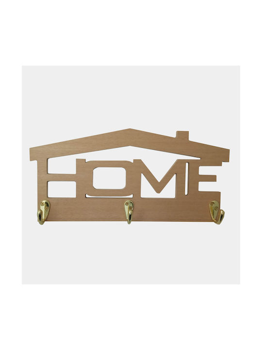 WoodStudio Wooden Wall Hanger 3 Hooks Black 17.5x37cm