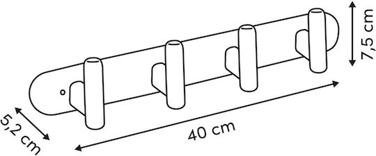 Atmosphera Κρεμάστρα Τοίχου Ξύλινη 5 Θέσεων Γκρι 40x7.5x5.2cm
