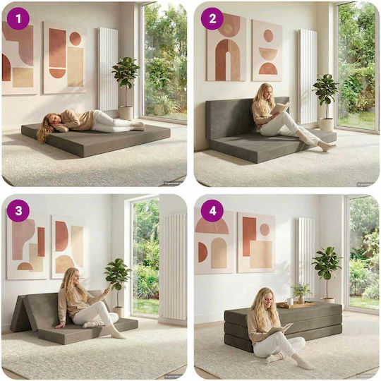 vidaXL Velvet Floor Pillow Light Gray 67x120cm