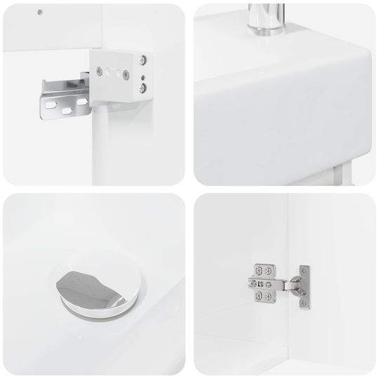 vidaXL Πάγκος με Νιπτήρα Μ45.5xΒ25.5xΥ84cm Λευκό