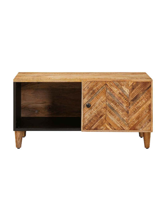 Rectangular Central Coffee Table Made of Solid Wood Brown L80xW50xH40cm