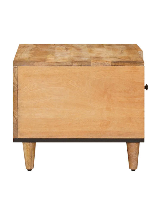 Rectangular Central Coffee Table Made of Solid Wood Brown L80xW50xH40cm