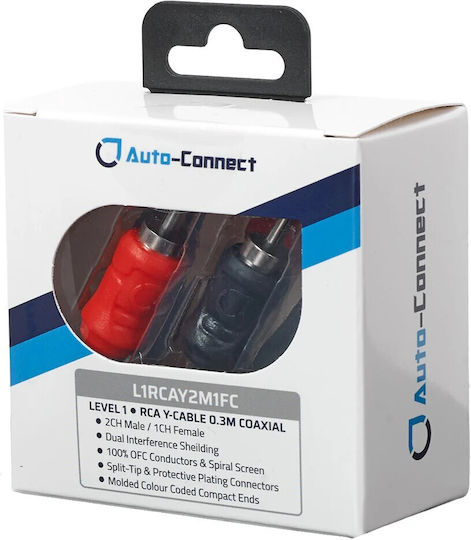 Autoconnect L1rcay2m1fc 2x Männlich 1 Weiblich Koaxial RCA Splitter 0,3m Paar