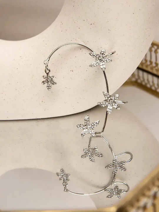 Ohrring Manschette Strass Linkes Silber Silber