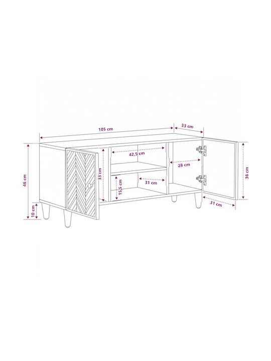 Massivholz Sideboard Braun 105x33.5x46cm