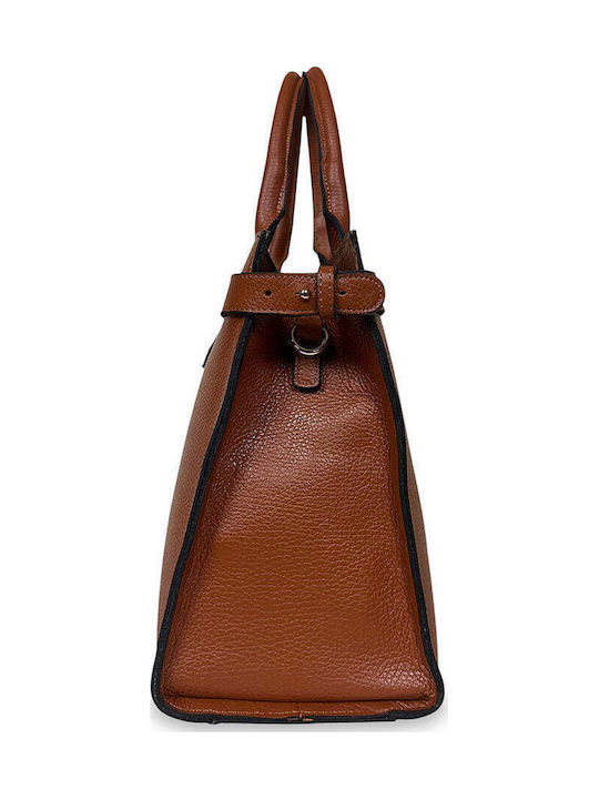 Leder Damen Schultertasche Tote Vera Tabak