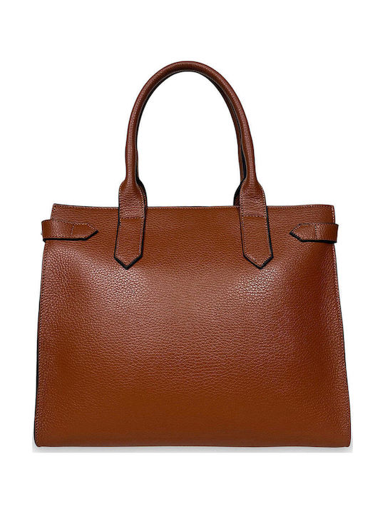 Leder Damen Schultertasche Tote Vera Tabak