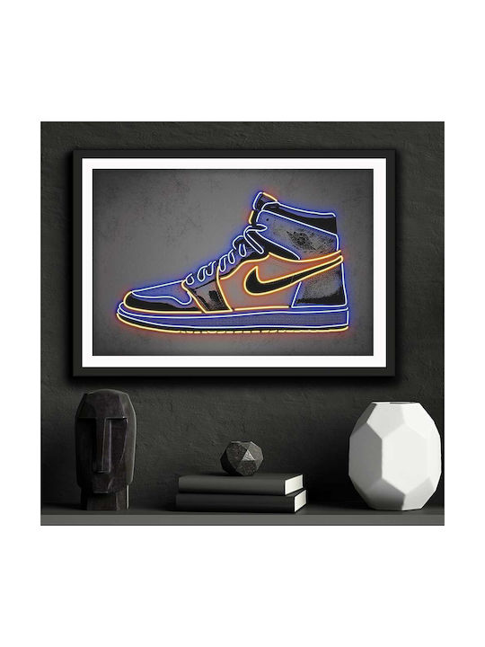Poster Neon Sneakers Snk143 30cm X 40cm Natural Wooden Frame