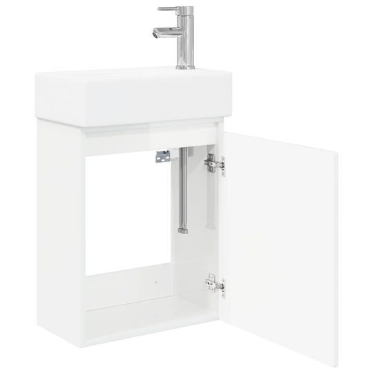 vidaXL Плот със Смесител 45.5x22.5x84 см Бял