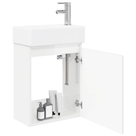 vidaXL Плот със Смесител 45.5x22.5x84 см Бял