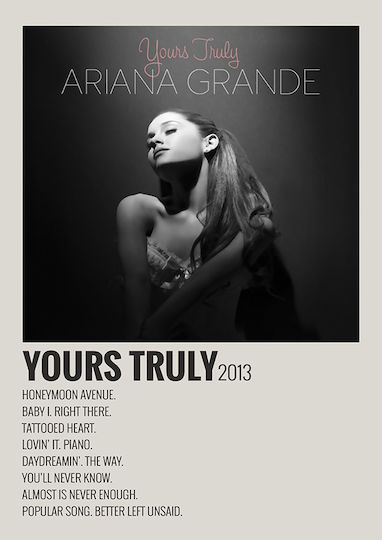 Music Poster Yours Truly Ariana Grande Ms739 21cm X 30cm Λευκό Κάδρο Pvc