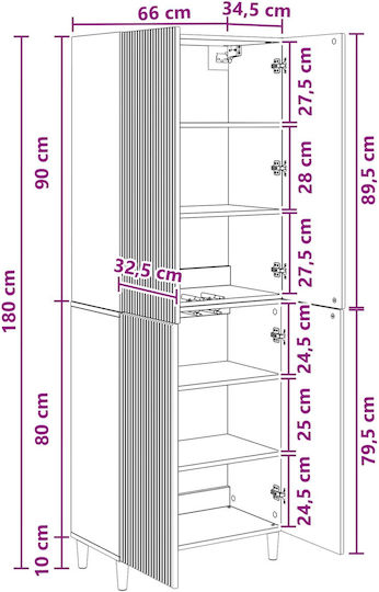 Βιβλιοθήκες Γκρι (2τμχ) 66x34.5x90εκ.