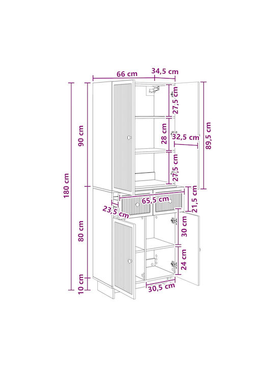 Bücherregale Braune 2Stücke 66x34.5x90cm