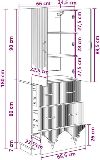 Bücherregale Grau 2 Stück 66x34.5x87cm