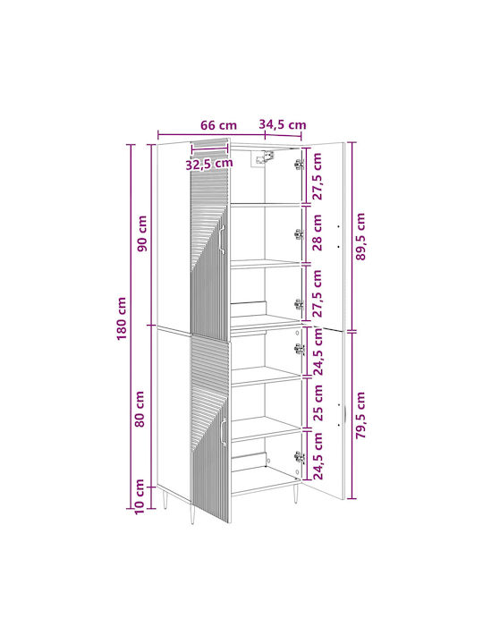 Bücherregale Braune 2Stücke 66x34.5x89.5cm