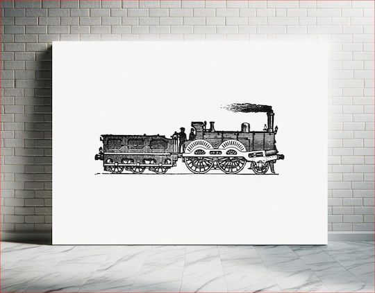 European Style Steam Locomotive Engraving From