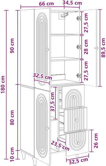 Bibliothek Grau 66x34,5x90cm