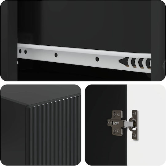 Dulap De Prezentare Pentru Sufragerie Din Placă Din Lemn Agregat Negru 65.5x23.5x180cm 3416557