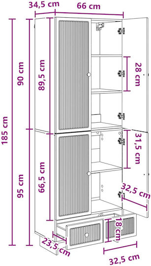 Bücherregale Grau 2Stücke 66x34.5x95cm