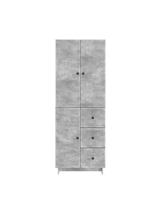 Wand Wohnzimmer Vitrine aus Spanplatte Grau 66x34.5x90cm