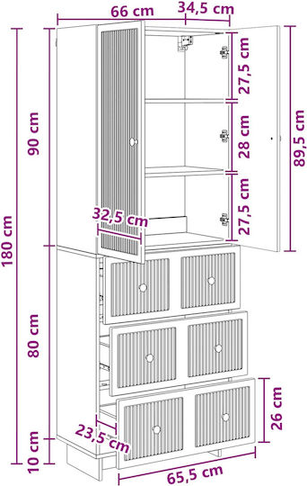 Кафява Етажерка (2 Броя) 66x34.5x90 см