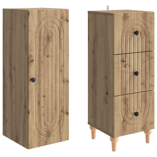 vidaXL Bathroom Column Cabinet Wall Hung M33xD34.5xH90cm Brown